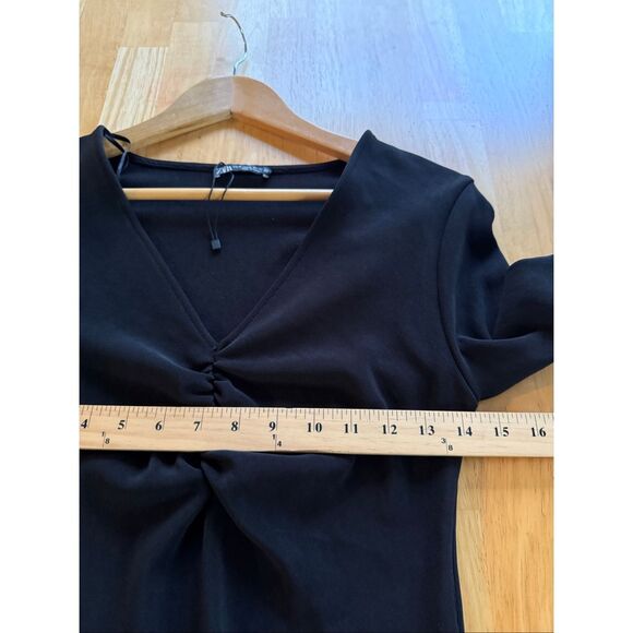 Zara Ottoman Knit Dress V Neck Ruched Front SZ XL - Picture 8 of 14